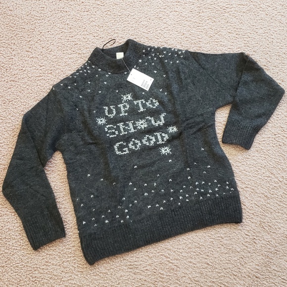 NWT HM Up to Snow Good Cute Gray Sweater - Hearts - Picture 1 of 9